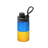 Wasserflasche mit ukrainischer Flagge, 340 ml, Edelstahlbecher, isolierte Sportflasche für Schule, Outdoor