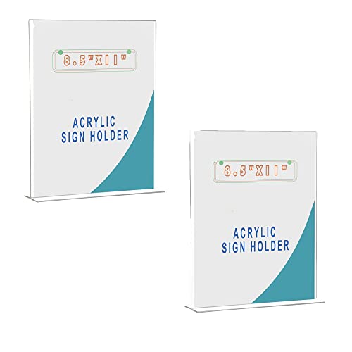 Image of Shuban Acrylic Sign Holder Table Sign Holder Double Sided T Shape Clear Plastic Desktop Display Holder Vertical Menu Stand Sign Holders for School, Office, Hotel, Party (8.5 X 12 Inch (A /4) -2Pcs)