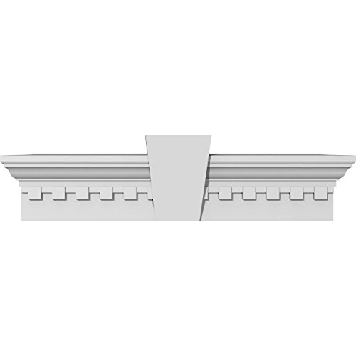 Endurathane Traditional Crosshead w/Flat Keystone & Dentil Trim, 42" Bottom Width x 45 1/2" Top Width x 6"H x 1"P, Factory Primed