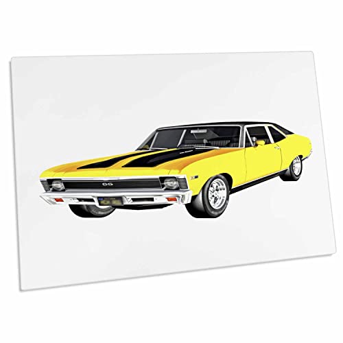 3dRose Boehm Graphics Car - 1968 Yellow Muscle Car