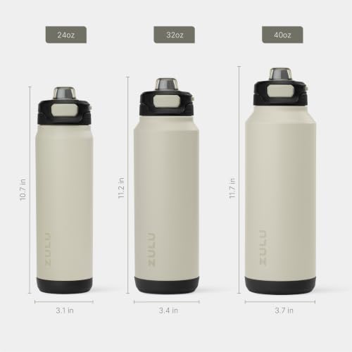 Image of ZULU Powerfill Pro 24oz Stainless Steel Water Bottle with Quick Fill Lid, Triple Walled Vacuum Insulated Metal, Leak Proof Locking Lid, Sip and Chug, Reusable BPA Free, Ash