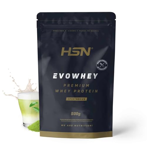 HSN Evowhey Protein ohne Süßstoffe, Matcha mit Milch, 500 g = 17 Dosen pro konzentrierter Verpackung mit Molkenprotein, 100 % Whey-Proteinkonzentrat, kein GMO, vegan, glutenfrei und ohne Soja