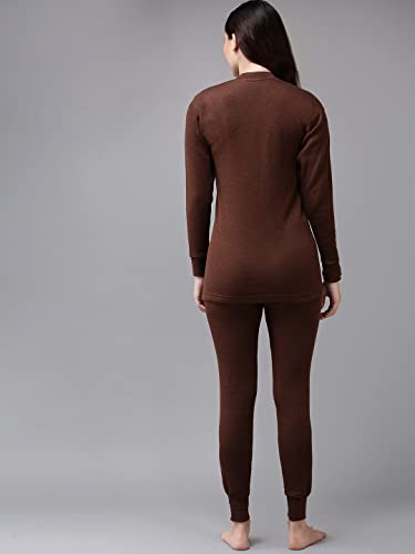Image of Lux Cott's Wool Women's Thermal Set | Full Sleeves V Neck Solid Thermal Innerwear for Women | Soft Comfortable Body Warmer Set | Winter Top and Bottom
