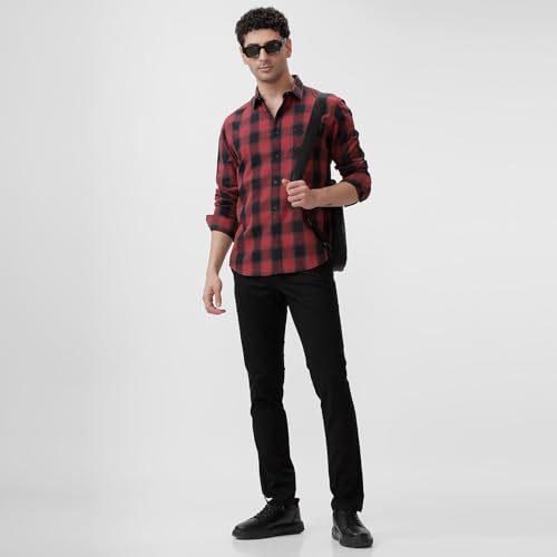 Image of BASICS 100% Cotton Checked Shirt for Men | Slim Fit | Everyday Smart Casual Wear | Full Sleeve