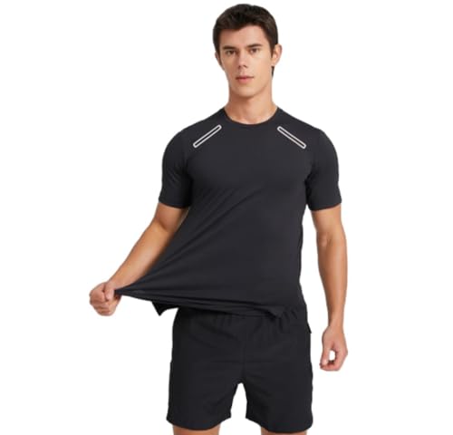 T-Shirt Herren Sportshirt Herren Longsleeve T-Shirt Herren Kurzarm Herren Poloshirt Herren Casual T-Shirt Herren Einfarbig T-Shirt Herren S-Black4 S