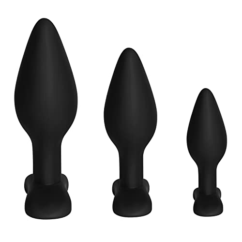 Shkanla Anal Plug Training Sets, 3Pcs Silicone Butt Plugs Trainer Sexy Toys For Men, Women And Couples (Black) #TOP2