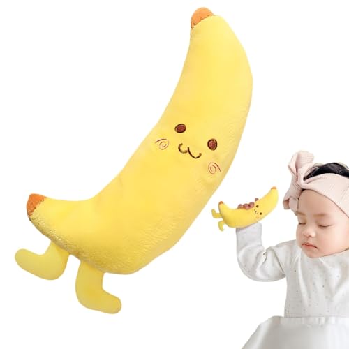 Pruojhw Juguete de chupete de peluche para niños pequeños, juguete de desarrollo con mango para niños pequeños - Juguete sensorial de plátanos rellenos | juguetes de aprendizaje para niños pequeños