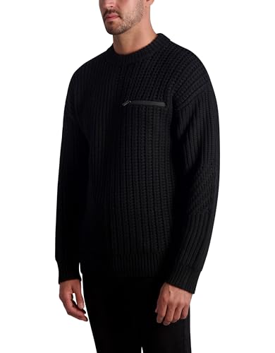 KARL LAGERFELD Men's 1 Chest Zip Pocket Soft Sweater2