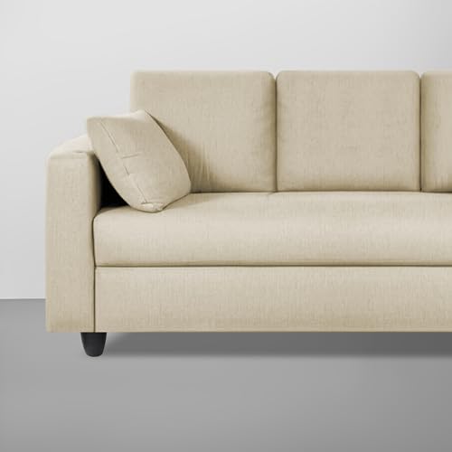 Image of Casaliving Vitserk 3 Seater Sofa Set for Living Room (Cream Colour) Premium Fabric Sofa Set