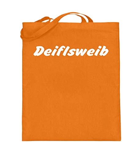 Sac en toile de jute Deiflsweib orange moyen 38x42cm avec longues anses