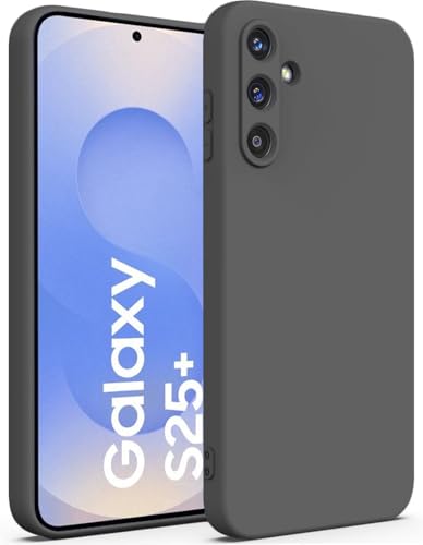 Image of DIZORO Microfiber Candy Case Compatible for Samsung S25 Plus 5g Smooth Touch Cushion Liquid Soft Silicone Gel Rubber Phone Cases Non-Slip Full Body Protective Shockproof Back Cover (Space Grey)