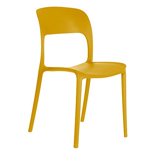 LOLAhome - Silla de Comedor apilable de Polipropileno con Respaldo ergonómico, Patas sólidas, fácil de Limpiar. Apta para Interior y Exterior. (Amarillo)