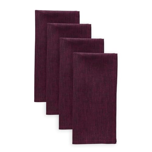 Solino Home 100% Pure Linen Napkins Burgundy, Athena 20 x 20 in, Set of 4