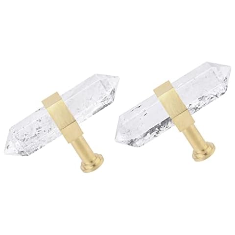 SUNYIK 2 Stück Polierte Kristallspitze Schubladenknöpfe Cover