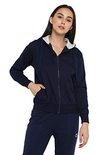Image of Alan Jones Clothing Women's Solid Zipper Hooded Sweatshirt | Front Zip, Ribbed Hem, Lined Hood, Casual Winter Wear