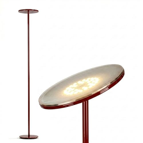 Image of Brightech Sky LED Floor lamp, Torchiere Super Bright Floor Lamp for Living Room Decor & Office - Dimmable, Tall Standing Lamp with Warm Light for Bedroom & Reading - Red