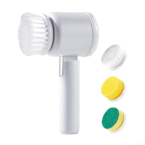 Cepillo de limpieza eléctrico, limpiador de ollas portátil impermeable de mano, limpiador de cocina recargable automático con cabezales de cepillo multifunción para platos, ollas, zapatos, herramienta