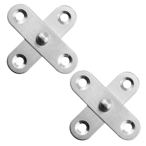TEOZBLU 2 Piezas Bisagra giratoria de acero inoxidable, bisagra pivotante, bisagra oculta, 56X15.5mm, adecuadas para puertas, ventanas y armarios