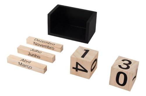 Calendário Permanente em Cubo de MDF e Madeira Para Mesa e Escritorio Decoração Office Exibição de D