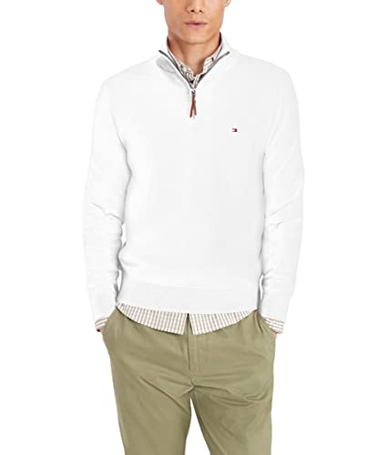 Image of Tommy Hilfiger Men's Long Sleeve Cotton Quarter Zip Pullover Sweater