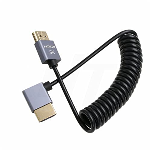 HangTon HDMI 8K 4K 60fps Cable Thin Coiled Left Angle for ZCAM Sony A7siii Canon Nikon Camera ATOMOS Shinobi Ninja V Portkeys BM5 FEELWORLD BMPCC 4K Monitor Type A HDMI 2.1 - Image 3