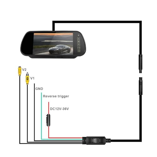 Rear View Mirror, 7 HD Backup Camera Mirror, Wired Car Rear View Mirror Monitor with 4PIN Connector - Image 2