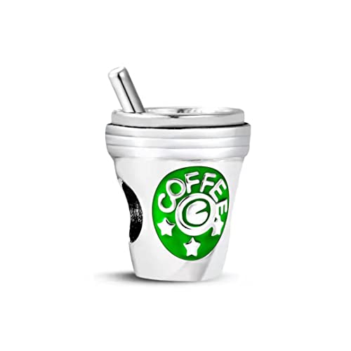 Abalorio de taza de café compatible con pulseras Pandora de metal