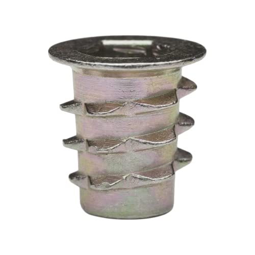 E-Z LOK Threaded Insert for Soft Wood, Zinc Hex-Flanged Thread Inserts 1/4-20 Internal Threads, 13mm Length Pack of 100