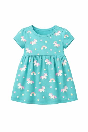 Image of EIO Girls Cotton Frock Dress Combo Pack | Multicolor Printed Knee Length Casual Dresses for Kids | Soft & Breathable Summer Wear Outfit