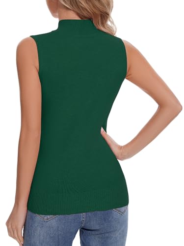 Image of Sleeveless Mock Neck Tops for Women Soft Slim Fit Knit Vest Tops