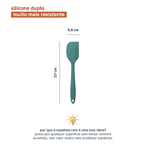 Espátula de Silicone Reta Verde Escuro Grande - Oikos