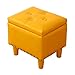 NNHDWS Skórzany taboret, taboret do przechowywania, wielofunkcyjny mały kwadratowy stołek, taboret do przewijania butów, przymierzalnia niski stołek, stołek na łóżko dostępny w 5 kolorach, musztardowy żółty