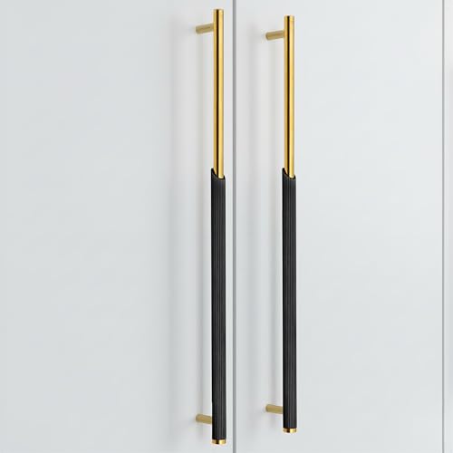 Image of Plantex Stainless Steel & Aluminium Cabinet Handle /450mm Wardrobe Door Handle /Cupboard Pull-Push Handles for Home /Office - Pack of 2 (Black & Gold)