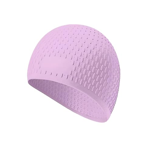 Image of First Lens Silicon Bubble Dot Swim Cap, Swimming Cap for Long & Short Hair, Cover Ears to Keep Hair Dry, Waterproof Swim Caps, Anti-Slip Comfortable -Adults Men & Women (Purple)