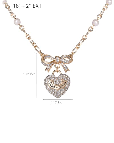 Juicy Couture Logo Heart Necklaces for Women 16-18"+2", Gold-Tone Heart Pendant Necklace, Juicy Gifts4