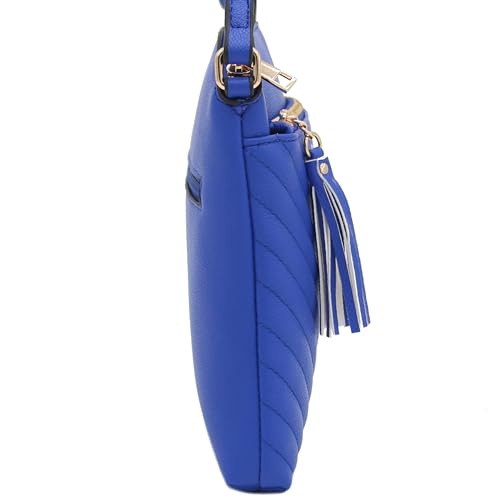 Image of FashionPuzzle Chevron Quilted Medium Crossbody Bag with Tassel Accent