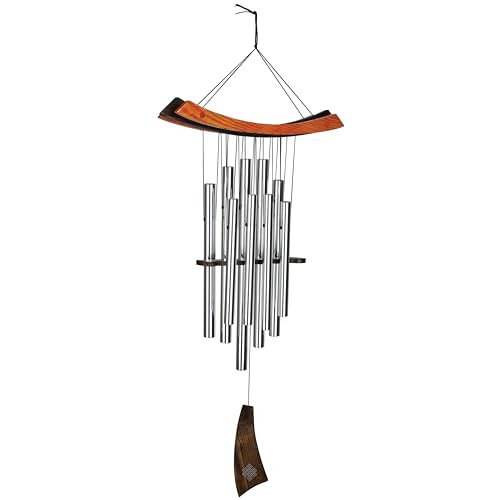 Woodstock Chimes Eastern Energy Healing Wind Chime for Outside 34" Medium Silver,Harmonic Light Sound, Outdoor Decor for Patio, Porch, Garden HC