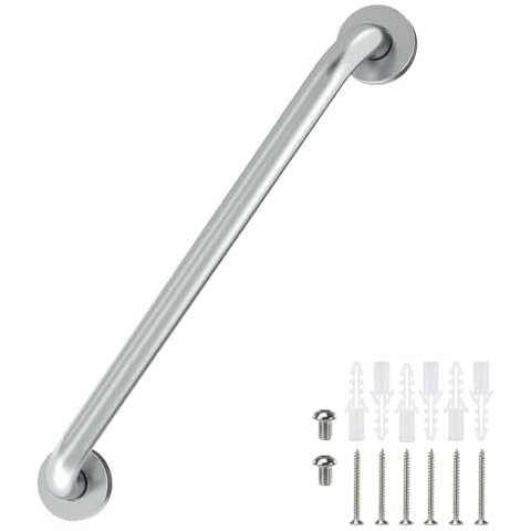 16 Inch Grab Bars for Bathtubs and Showers Brushed Nickel, Safety Shower Grab Bars for Seniors Elderly Handicapped, Handicap Grab Bars for Shower with Concealed Screws, Tesuchan Cover