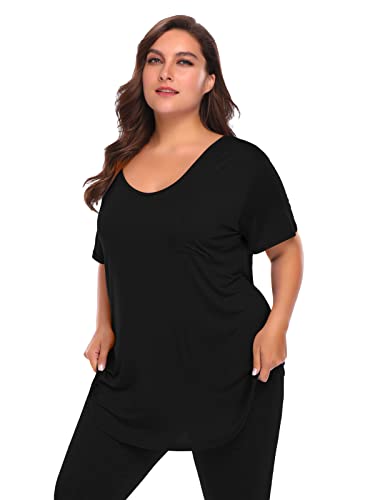 BELAROI Women Plus Size V-Neck Tunic Tops Loose T Shirt with Pocket3