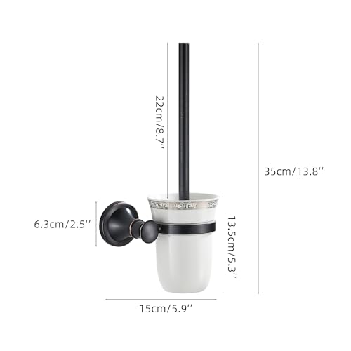 Image of Black Bathroom Toilet Brush Holder Set Wall Mounted Bathroom Hardware Accessories,Oil Rubble Bronze