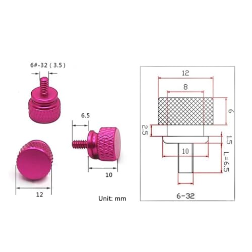 Vis moletées M3.5 de précision en aluminium anodisé bleu royal haute finition