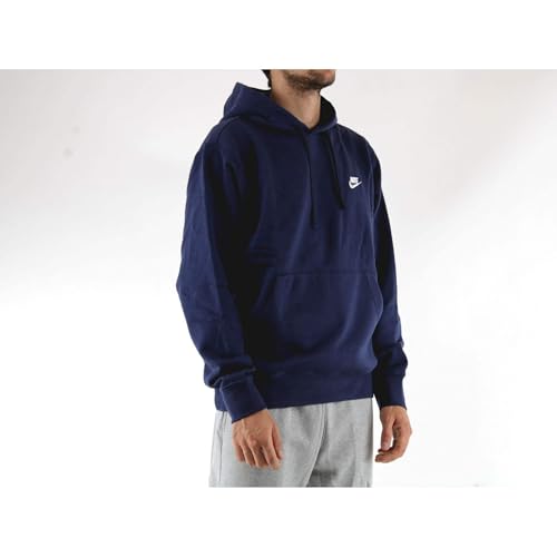 Nike Herren Hoodie Sportswear Club Fleece, Midnight Navy/Midnight Navy/White, S, BV2654-410