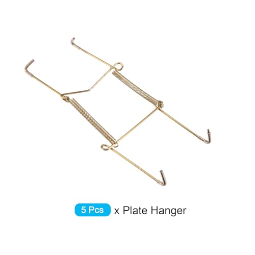 Image of METALLIXITY Plate Hanger (7 Inch) 5Pcs, Stainless Steel U Type Invisible Wall Hook with Tip Protectors - for Decorative Plates, China, Plates, Zinc Plated