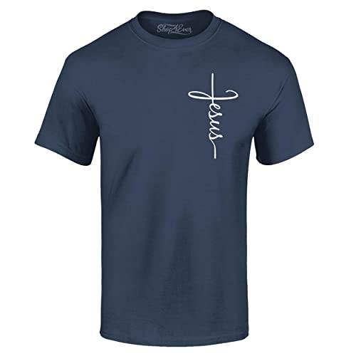 T-shirt Jésus cross cursive pour vos dimanches en famille marine L