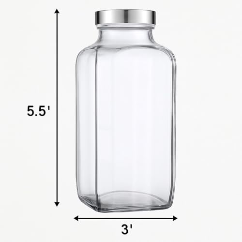 Image of 500ml Square Water Bottle Set of 4 | Airtight Steel Lid Juice Bottle | Water, Milk, Shake, Kombucha Storage Container | Clear Glass Bottle for Kitchen & Fridge Use