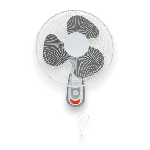 GROWMANIA Ventilador de Pared con 3 Velocidades 40 W Potencia 40 Cm | Ventilador Eléctrico Blanco con 3 Aspas | Silencioso y Cabezal Giratorio