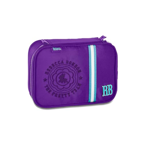 Estojo Box Rebecca Bonbon Universitário Escolar Infanto-Juvenil Feminino 100 Pens 36 Elásticos Poliéster Interno (Roxo)