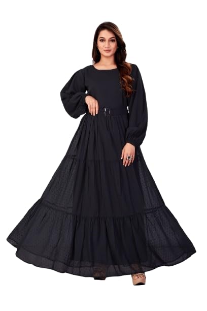 Georgette Gown Maxi Dress Full Stitched Western Gown Long Dress Women& Girl's