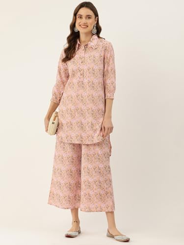 Image of feranoid Co Ord Set Collared Straight 4 Button Kurta with Plazzo