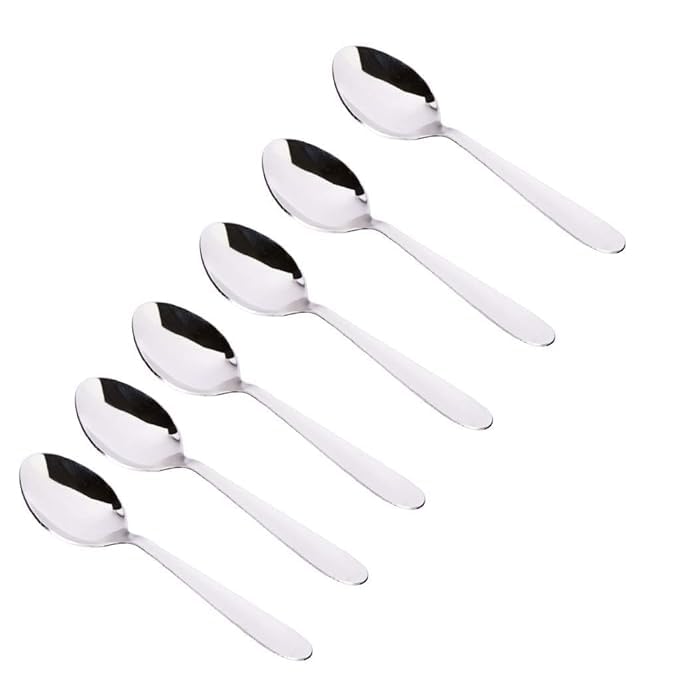 Image of Tea Spoon Stainless Steel Set of 6 Pcs, Durable Silver Cutlery Spoons for Home, Kitchen, Coffee and Dessert